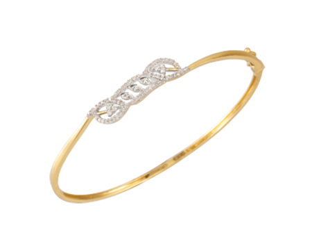 18KT (750) Yellow Gold And Diamond Bangle For Women Cheap