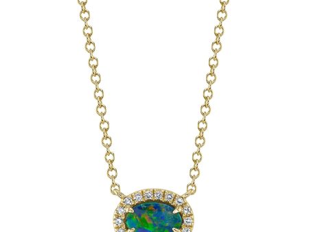 Shy Creation Diamond Opal Pendant Necklace Online Sale