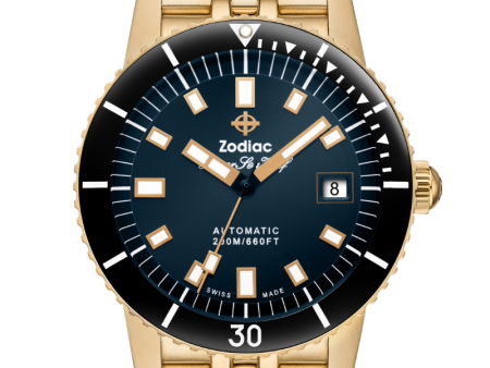 Zodiac Super Sea Wolf Compression 18K Gold-Plated Automatic ZO9308 Online now