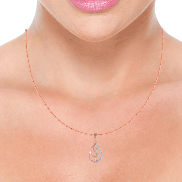 14KT (585) Rose Gold And Diamond Pendant For Women Discount