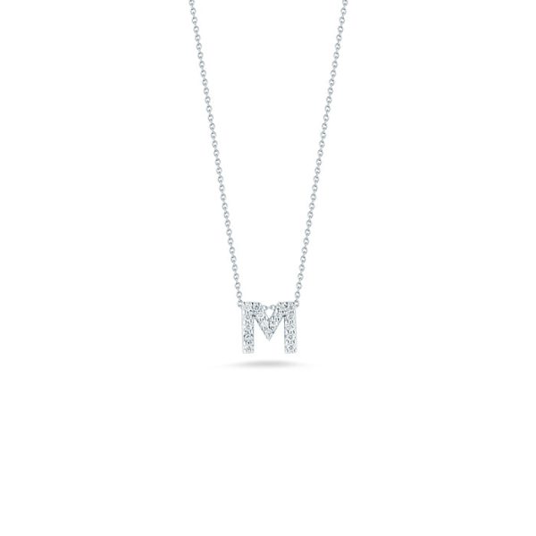 Roberto Coin Tiny Treasures Diamond Love Letter “M” Necklace Online Hot Sale