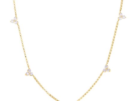 Roberto Coin Diamond Flower Five Station Necklace 7773261AY17X Supply