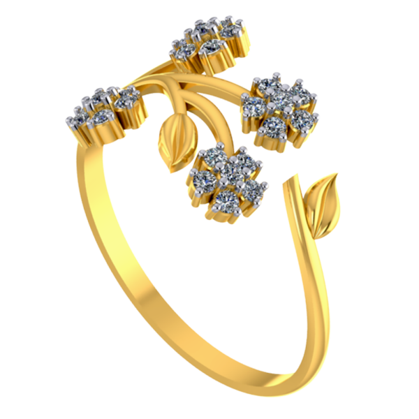 Exquisite 14k Gold Flower Branch Design Diamond Ring For Women Online Sale