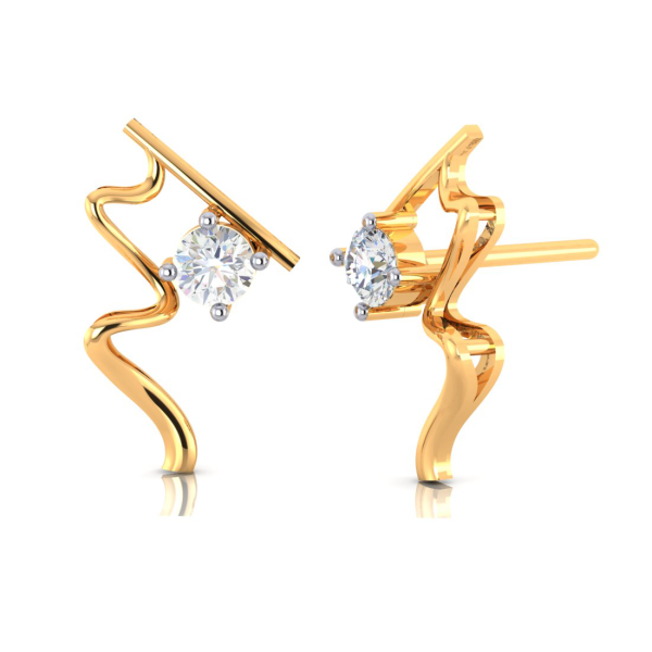 Wave Style 18k Gold Earrings With Diamonds Fashion