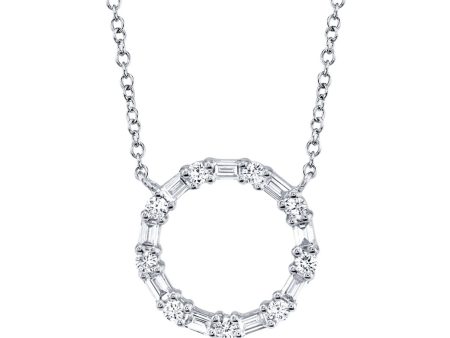 Shy Creation Diamond Baguette Circle Necklace SC55008725 For Sale