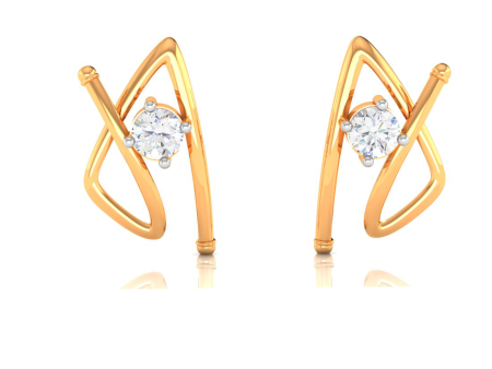 18k A-shape Gold & Diamond Earrings For Sale