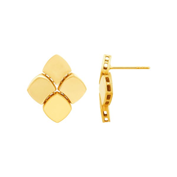 Topper Italia Gold Square Stud Earrings For Sale