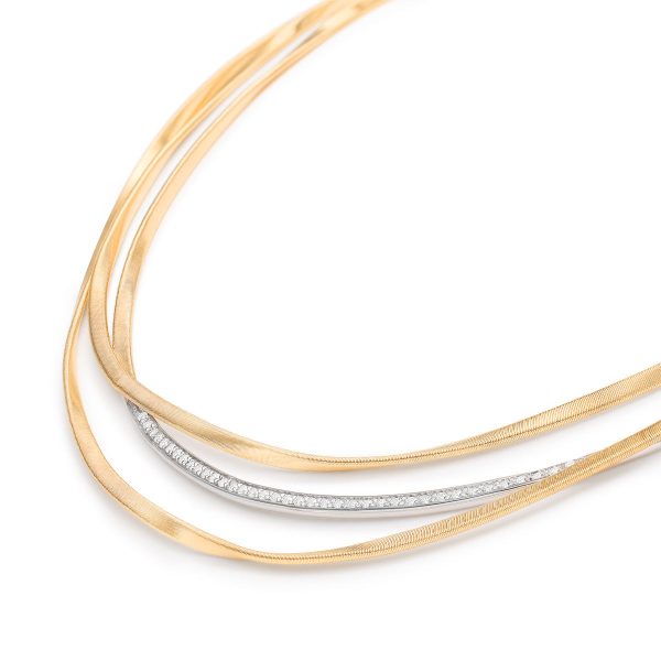 Marco Bicego Marrakech Three-Strand Coil Necklace With Diamond Bar Online