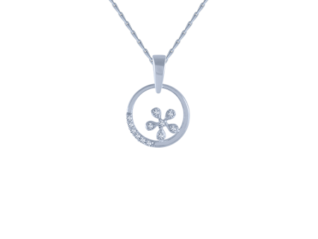 14KT (585) White Gold And Diamond Pendant For Women on Sale