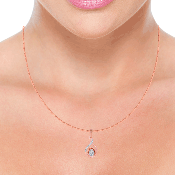 14KT (585) Rose Gold And Diamond Pendant For Women Online