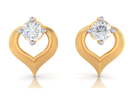 18k Heart Shape Gold Diamond Earrings For Discount