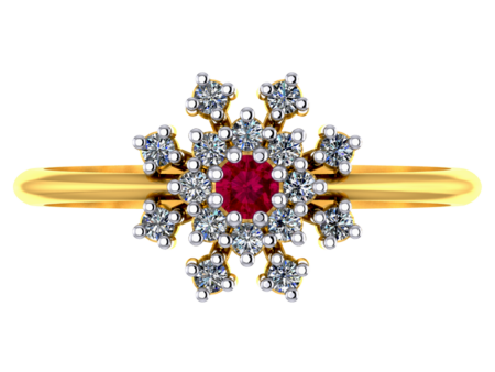 Gorgeous 14k Gold And Diamond Ring From Women Adorned With Red Gemstone Fashion