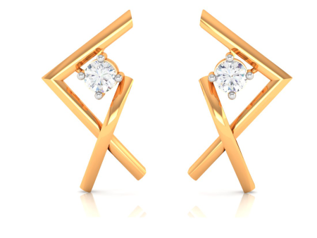 Asymmetrical Designed 18k Gold & Diamond Earrings Supply