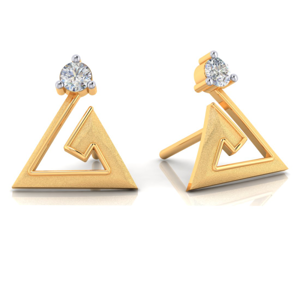 18k Intricate Design Gold With Diamond Earrings For Sale