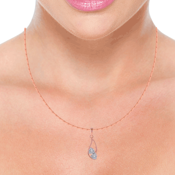 14KT (585) Rose Gold And Diamond Pendant For Women For Sale