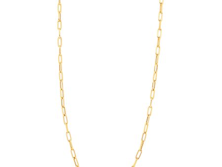 Roberto Coin Designer Gold Alternating Polished & Fluted Paperclip Link Chain Necklace For Cheap