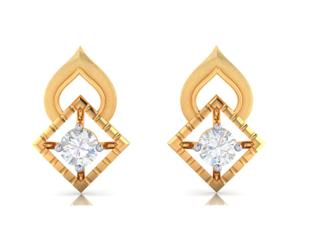 18k Retro Look Gold And Diamond Earrings Hot on Sale