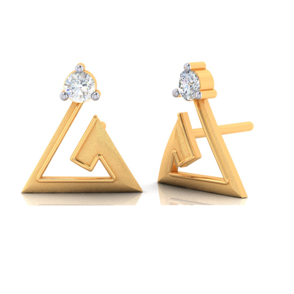 18k Intricate Design Gold With Diamond Earrings For Sale