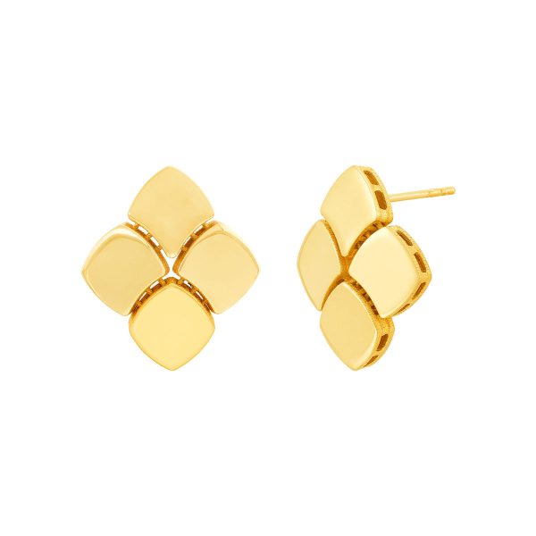 Topper Italia Gold Square Stud Earrings For Sale