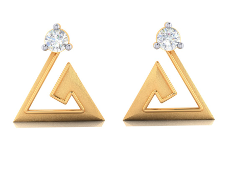 18k Intricate Design Gold With Diamond Earrings For Sale