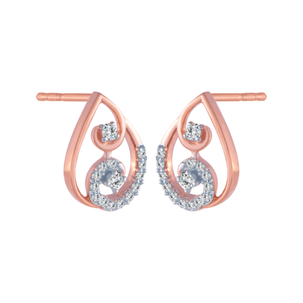 14KT (585) Rose Gold And Diamond Stud Earrings For Women Cheap