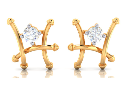 Fence Style 18k Gold Earrings With Diamonds Online