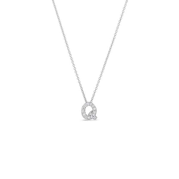 Roberto Coin Tiny Treasures Diamond Love Letter “Q” Necklace Cheap