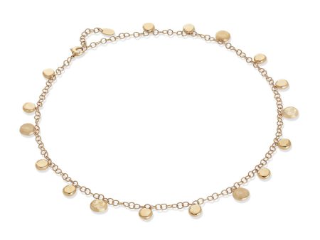 Marco Bicego Jaipur 18K Yellow Gold Engraved and Polished Charm Short Necklace CB2638 Y LI For Sale