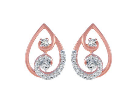 14KT (585) Rose Gold And Diamond Stud Earrings For Women Cheap