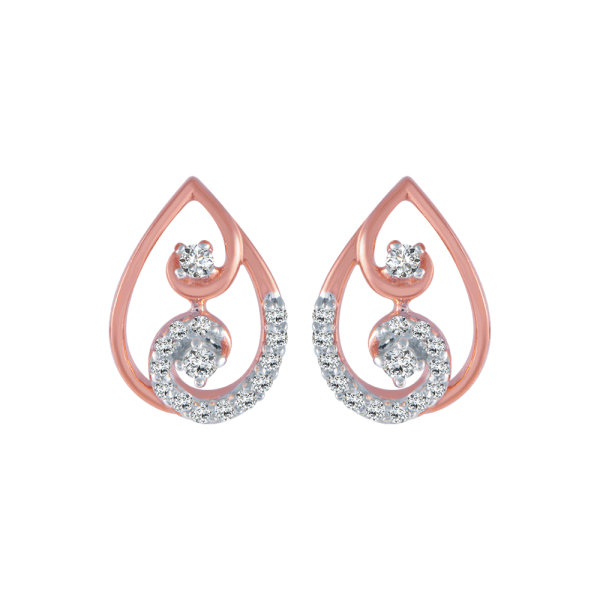 14KT (585) Rose Gold And Diamond Stud Earrings For Women Cheap