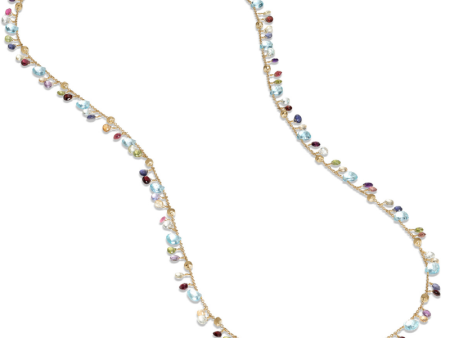 Marco Bicego Paradise 18K Yellow Gold Blue Topaz and Mixed Gemstone Long Necklace Online Hot Sale