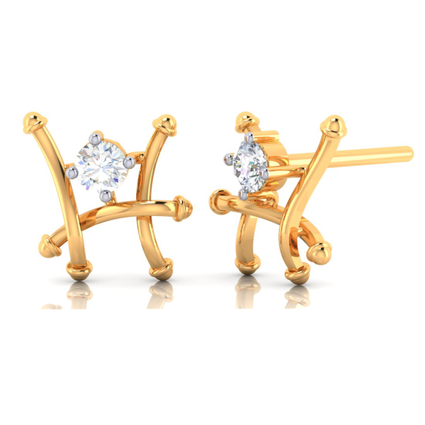 Fence Style 18k Gold Earrings With Diamonds Online