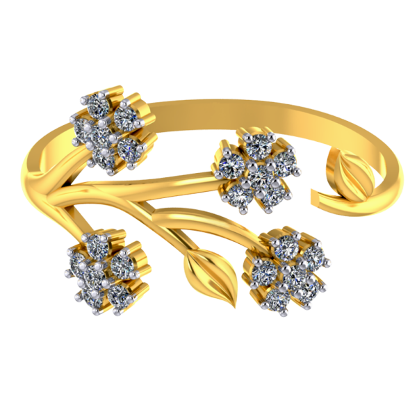 Exquisite 14k Gold Flower Branch Design Diamond Ring For Women Online Sale