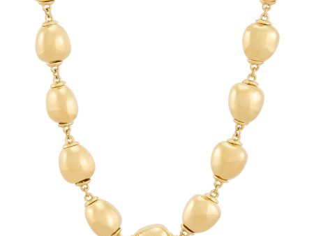 Topper Italia Gold Necklace With Oval Beads Hot on Sale