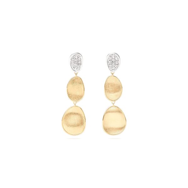 Marco Bicego Lunaria Three-Drop Earrings With Diamonds Discount