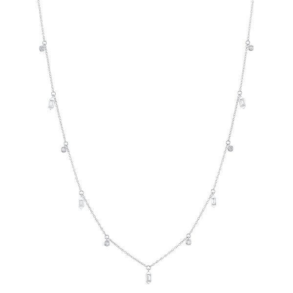 Shy Creation Diamond Baguette Bezel Necklace Online Sale