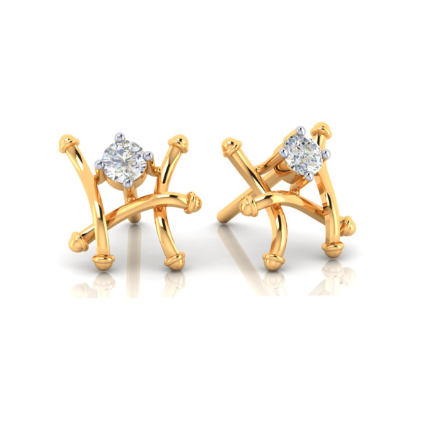 Fence Style 18k Gold Earrings With Diamonds Online