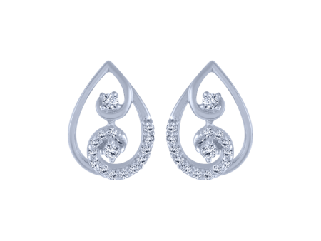 14KT (585) White Gold And Diamond Stud Earrings For Women Online Sale