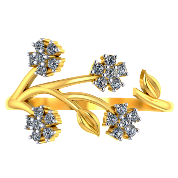 Exquisite 14k Gold Flower Branch Design Diamond Ring For Women Online Sale