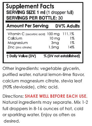 Vitamin C + Electrolytes Lemon-Lime Water Infusion Drops - 30 servings | Pure Inventions Cheap