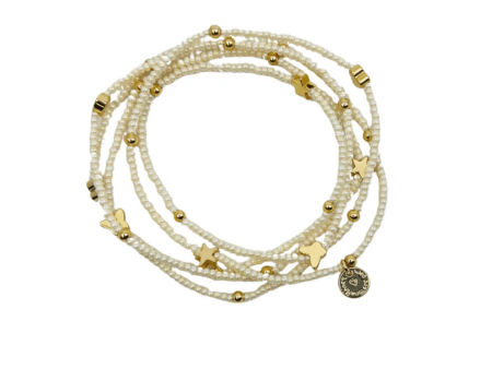 Wonder Wrap Bracelet (Cream Pearl & Gold Multi) | Love You More For Cheap