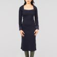 Cotton Knit Midi Dress In Navy Sale