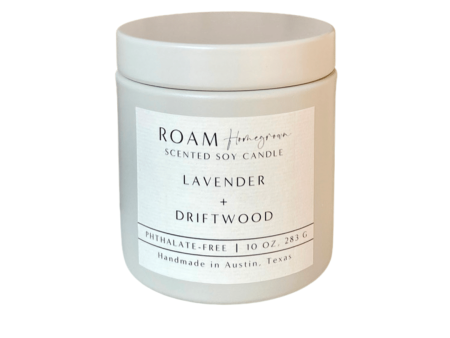 Lavender + Driftwood 10 oz Soy Candle | ROAM Homegrown on Sale