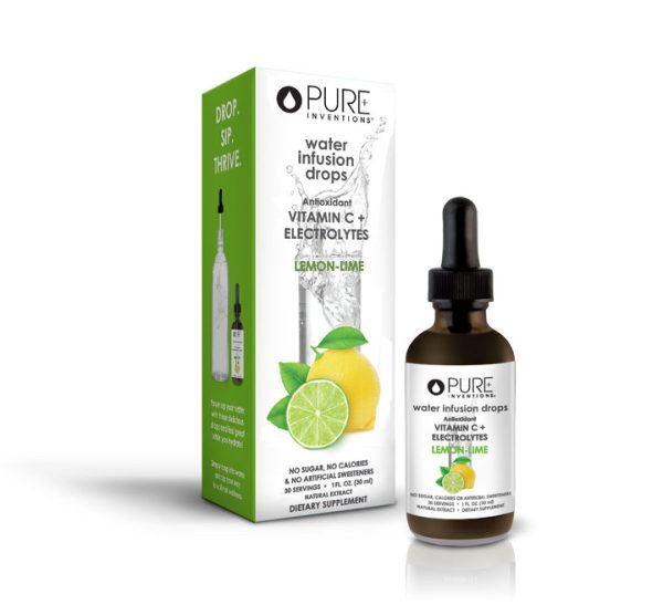 Vitamin C + Electrolytes Lemon-Lime Water Infusion Drops - 30 servings | Pure Inventions Cheap