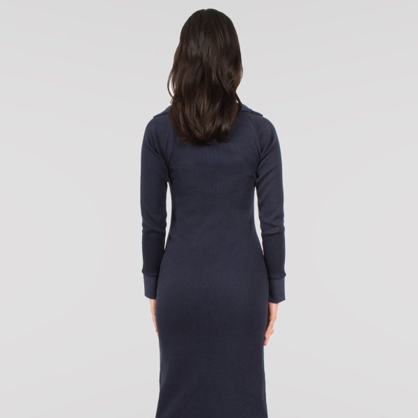 Cotton Knit Midi Dress In Navy Sale