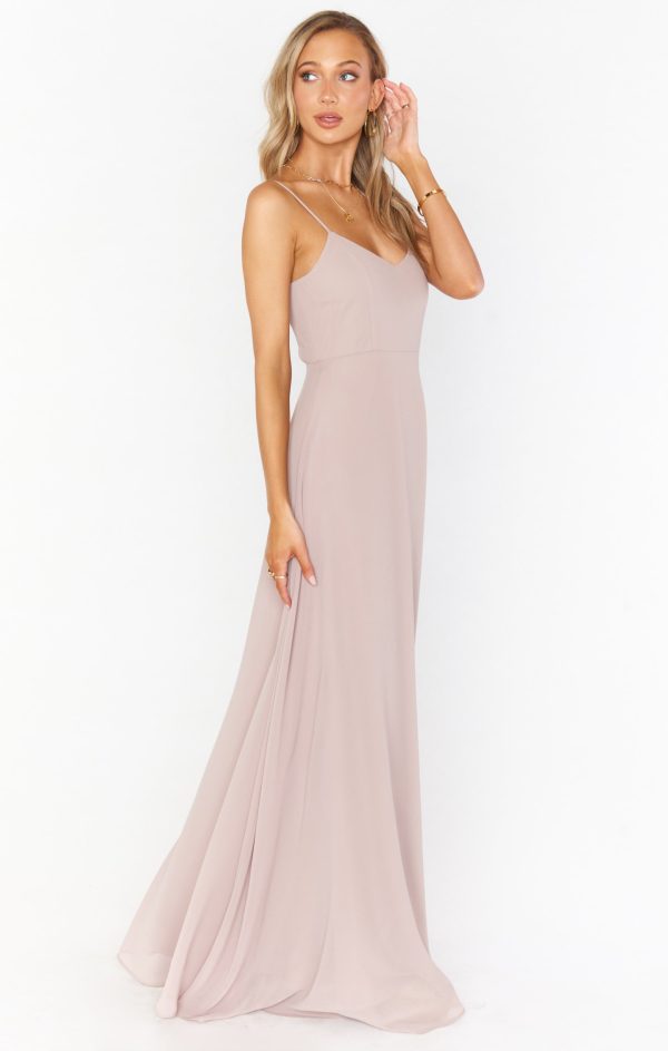 Faith Maxi Dress ~ Soft Beige Chiffon For Cheap