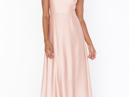 Faith Maxi Dress ~ Rose Gold Luxe Satin on Sale