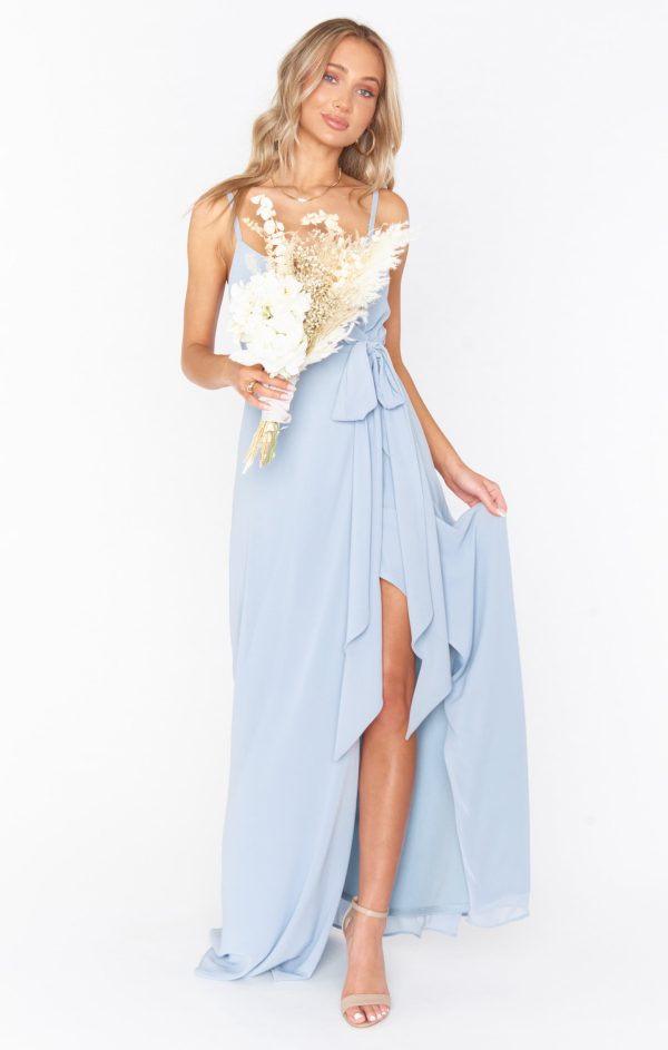 Liz Maxi Dress ~ Steel Blue Chiffon Online now