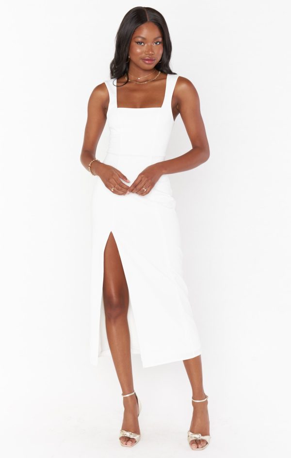 Eden Midi Dress ~ White Stretch Hot on Sale