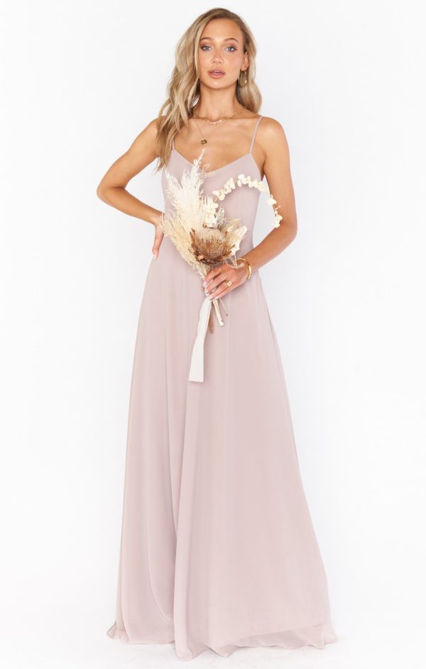 Faith Maxi Dress ~ Soft Beige Chiffon For Cheap